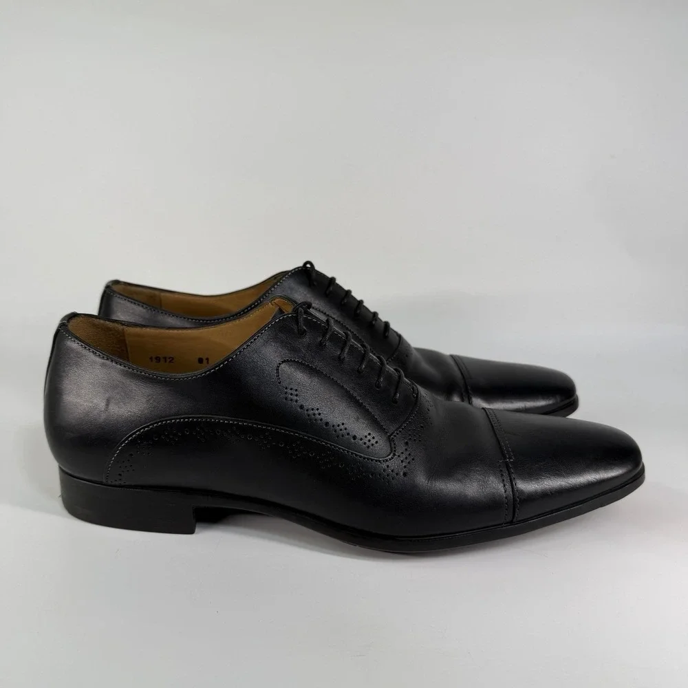 Santoni Cap Toe Dress Shoes Mens 8 D Leather Oxfords Brogue Quiet Luxury Italy